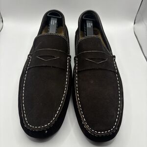 Bloomingdale’s Men’s Store Leather Suede Paulo Penny Loafers Brown 10M